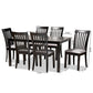 Minette Modern and Contemporary Gray Fabric Upholstered and Espresso Brown Finished Wood 7-Piece Dining Set FredCo