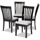Minette Modern and Contemporary Gray Fabric Upholstered Espresso Brown Finished Wood Dining Chair Set of 4 FredCo