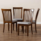 Minette Modern and Contemporary Grey Fabric Upholstered Walnut Brown Finished Wood Dining Chair FredCo