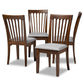 Minette Modern and Contemporary Grey Fabric Upholstered Walnut Brown Finished Wood Dining Chair FredCo