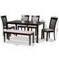 Minette Modern and contemporary Sand Fabric Upholstered and Dark Brown Finished Wood 6-Piece Dining Set FredCo