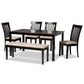 Minette Modern and contemporary Sand Fabric Upholstered and Dark Brown Finished Wood 6-Piece Dining Set FredCo