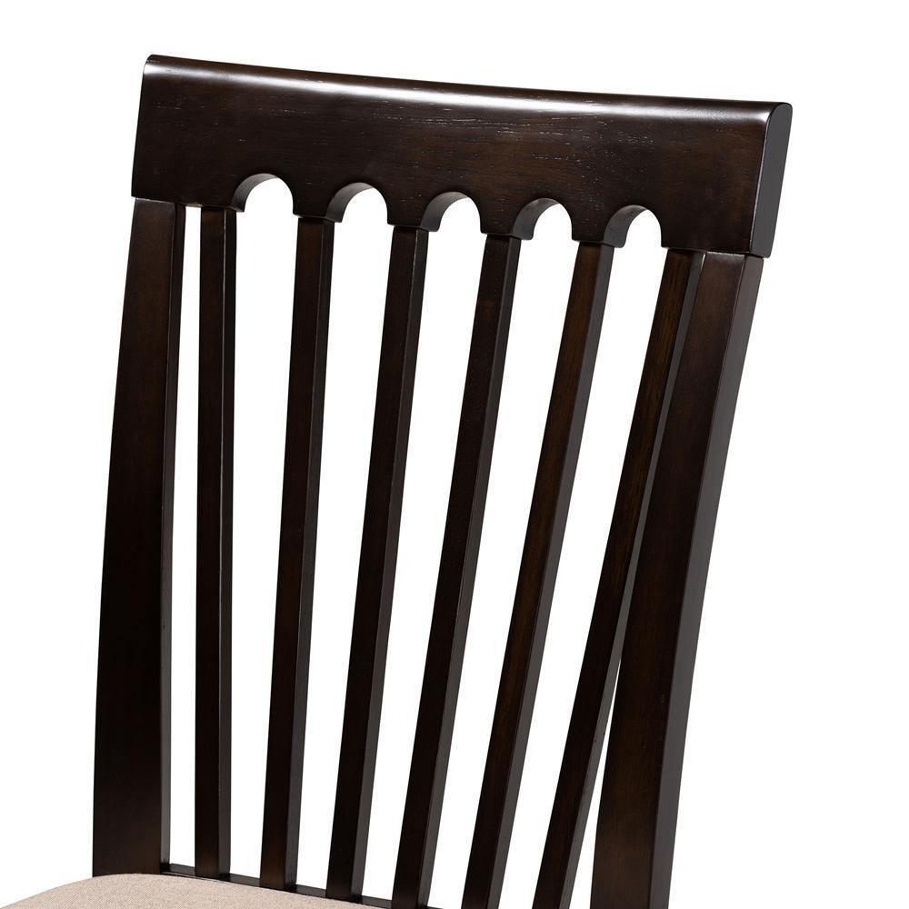 Minette Modern and contemporary Sand Fabric Upholstered and Dark Brown Finished Wood 6-Piece Dining Set FredCo