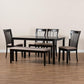 Minette Modern and contemporary Sand Fabric Upholstered and Dark Brown Finished Wood 6-Piece Dining Set FredCo