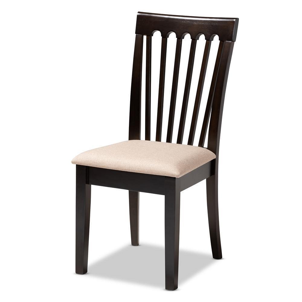 Minette Modern and contemporary Sand Fabric Upholstered and Dark Brown Finished Wood 6-Piece Dining Set FredCo