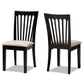 Minette Modern and Contemporary Sand Fabric Upholstered Espresso Brown Finished 2-Piece Wood Dining Chair Set FredCo