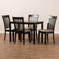 Minette Modern and Contemporary Sand Fabric Upholstered Espresso Brown Finished Wood 5-Piece Dining Set FredCo