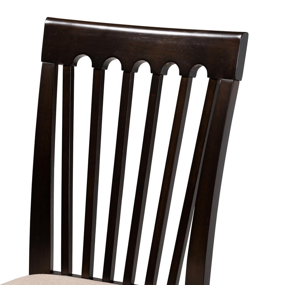 Minette Modern and Contemporary Sand Fabric Upholstered Espresso Brown Finished Wood 5-Piece Dining Set FredCo