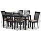 Minette Modern and Contemporary Sand Fabric Upholstered Espresso Brown Finished Wood 7-Piece Dining Set FredCo