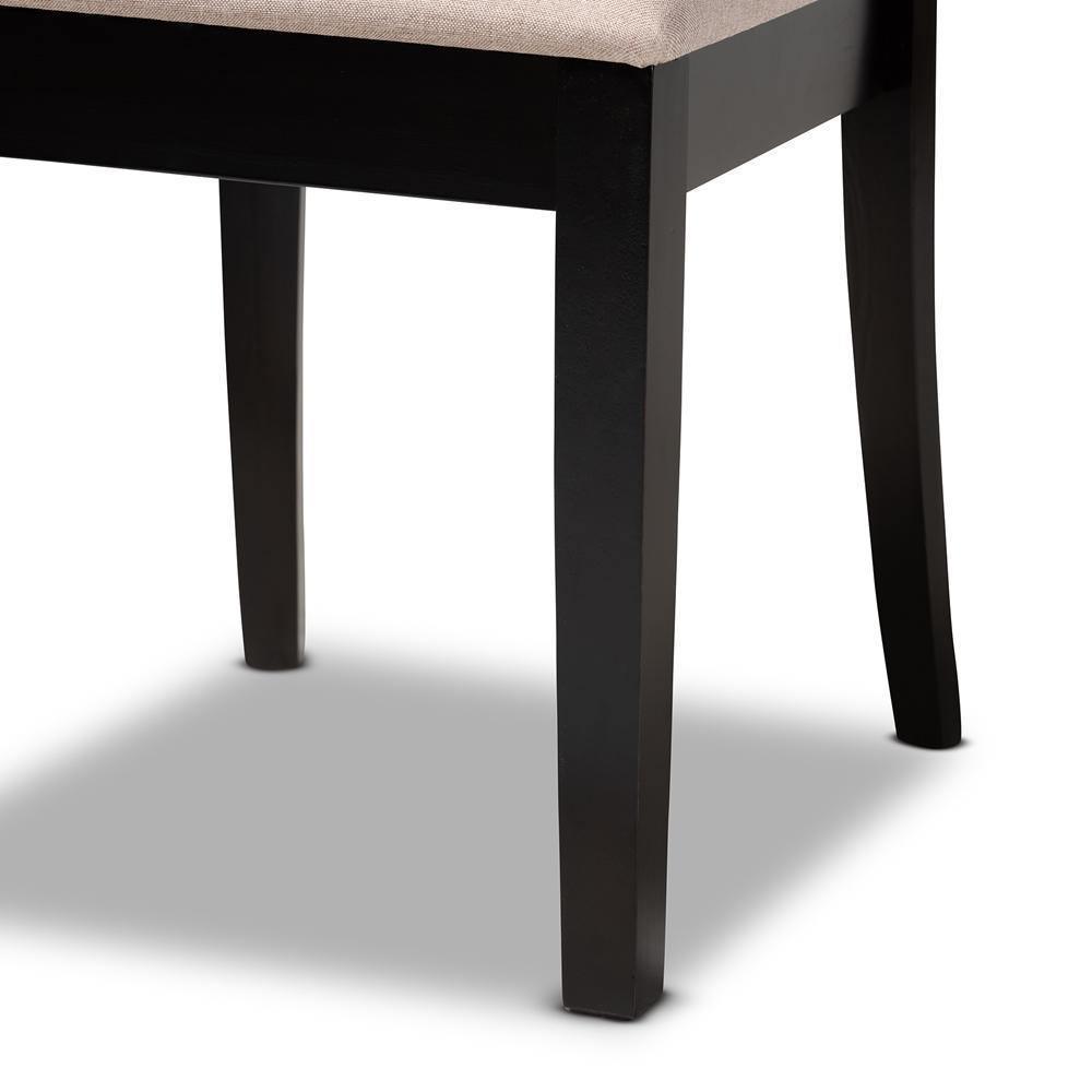 Minette Modern and Contemporary Sand Fabric Upholstered Espresso Brown Finished Wood 7-Piece Dining Set FredCo