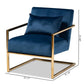 Mira Glam and Luxe Navy Blue Velvet Fabric Upholstered Gold Finished Metal Lounge Chair FredCo
