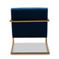 Mira Glam and Luxe Navy Blue Velvet Fabric Upholstered Gold Finished Metal Lounge Chair FredCo