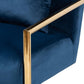 Mira Glam and Luxe Navy Blue Velvet Fabric Upholstered Gold Finished Metal Lounge Chair FredCo