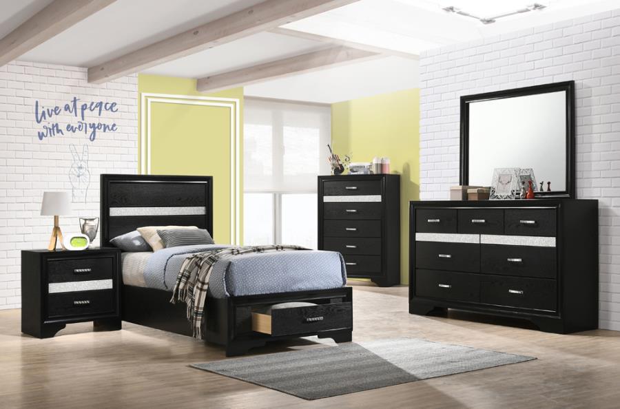 Miranda 5-piece Twin Storage Bedroom Set Black Coaster FredCo