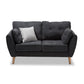 Miranda Mid-Century Modern Dark Grey Fabric Upholstered Loveseat FredCo