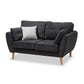 Miranda Mid-Century Modern Dark Grey Fabric Upholstered Loveseat FredCo