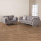 Miranda Mid-Century Modern Light Grey Fabric Upholstered 2-Piece Living Room Set FredCo