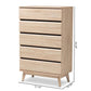 Miren Mid-Century Modern Light Oak and Dark Grey 5-Drawer Chest FredCo