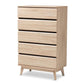 Miren Mid-Century Modern Light Oak and Dark Grey 5-Drawer Chest FredCo
