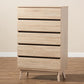 Miren Mid-Century Modern Light Oak and Dark Grey 5-Drawer Chest FredCo