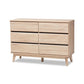 Miren Mid-Century Modern Light Oak and Dark Grey 6-Drawer Dresser FredCo