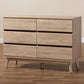 Miren Mid-Century Modern Light Oak and Dark Grey 6-Drawer Dresser FredCo
