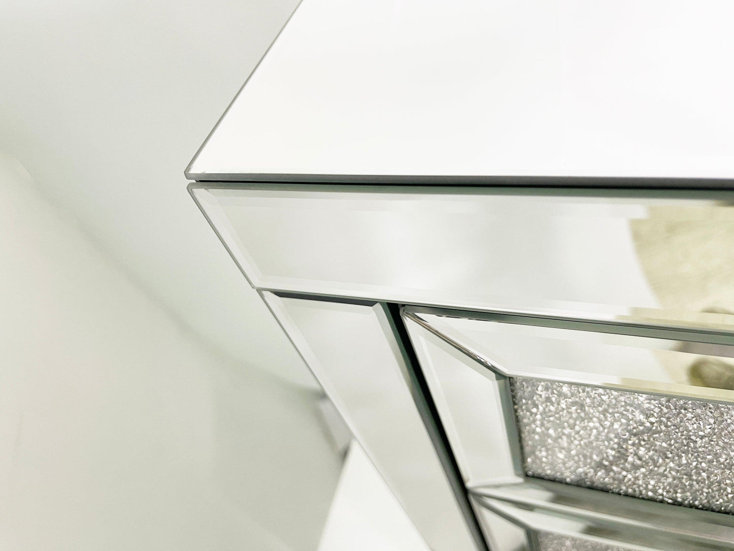 Mirrored Nightstand, Silver Bedside Tables, Mirrored End Table Side Table FredCo