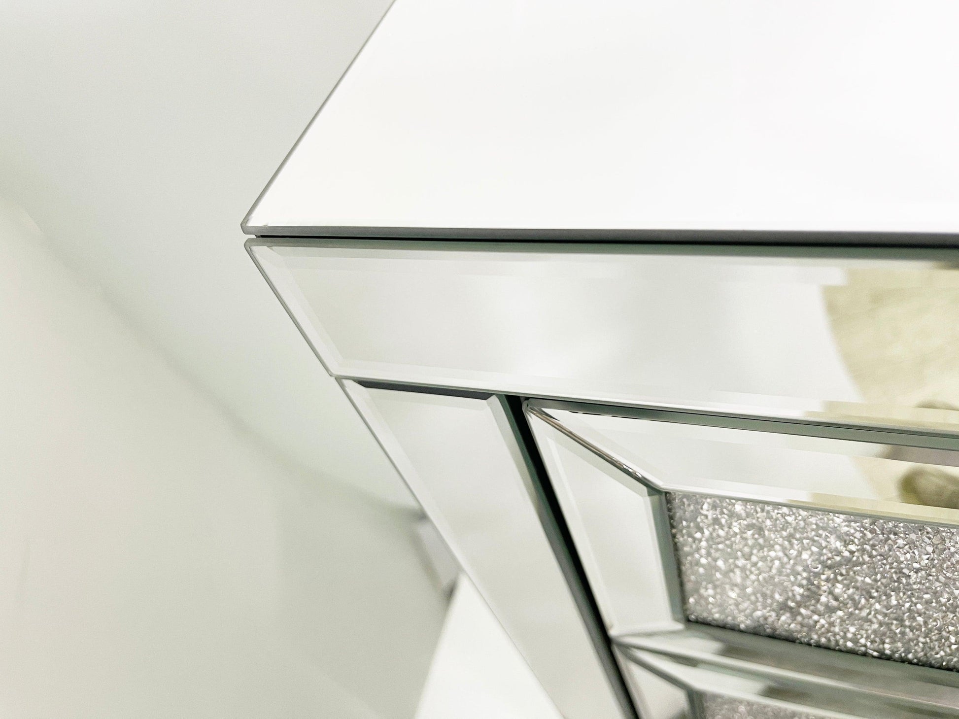 Mirrored Nightstand, Silver Bedside Tables, Mirrored End Table Side Table FredCo