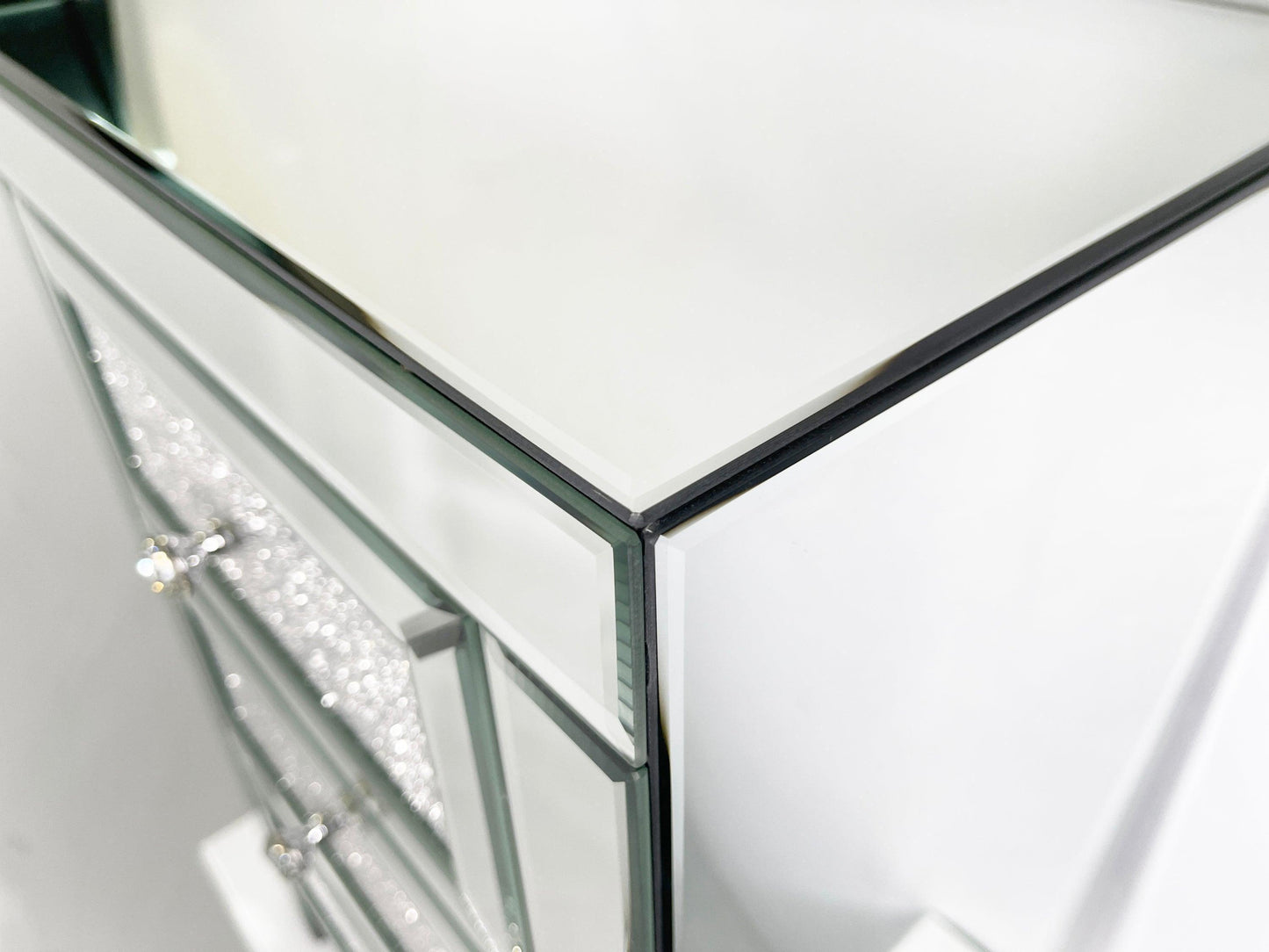Mirrored Nightstand, Silver Bedside Tables, Mirrored End Table Side Table FredCo