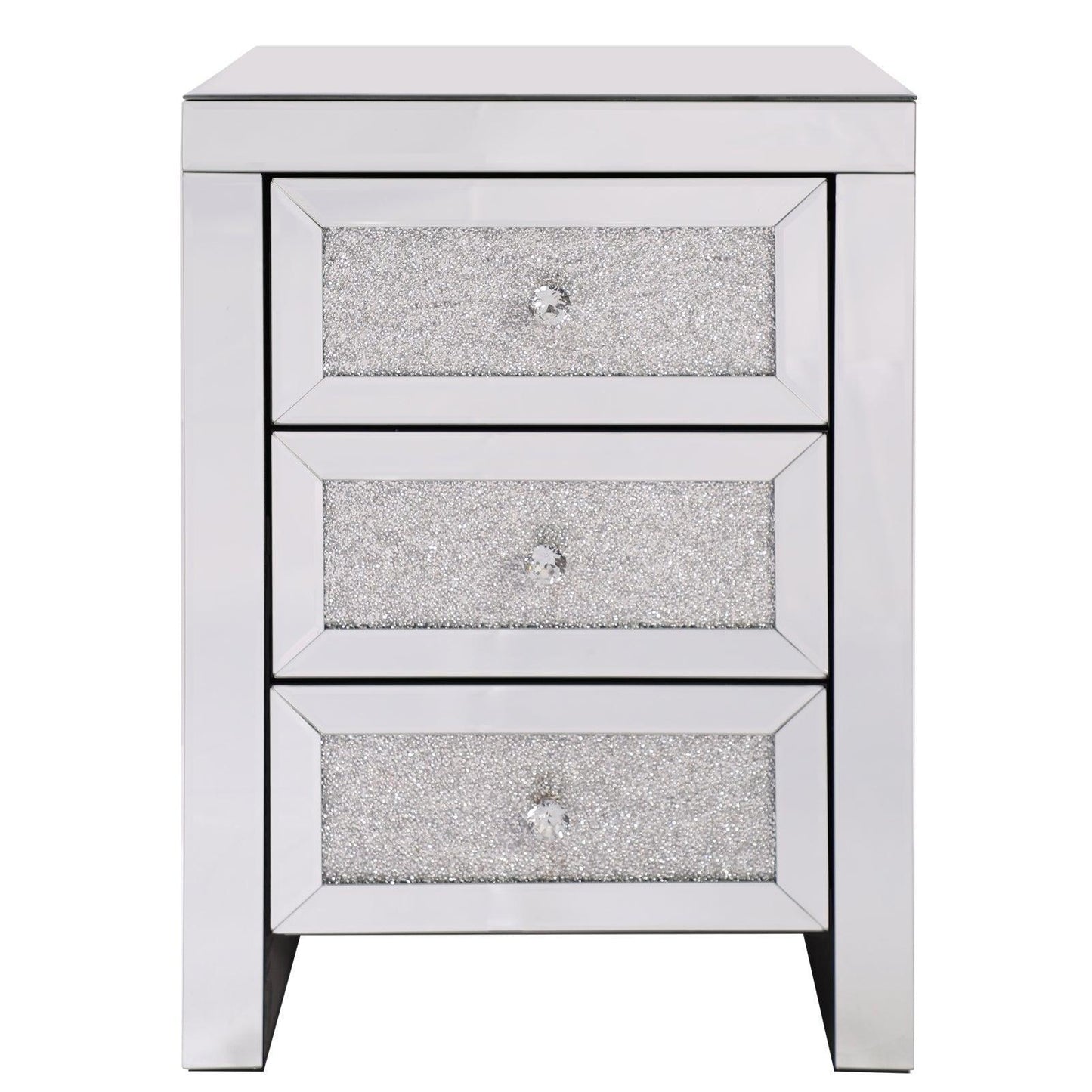 Mirrored Nightstand, Silver Bedside Tables, Mirrored End Table Side Table FredCo