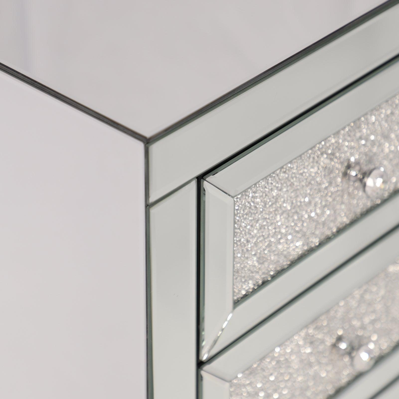 Mirrored Nightstand, Silver Bedside Tables, Mirrored End Table Side Table FredCo