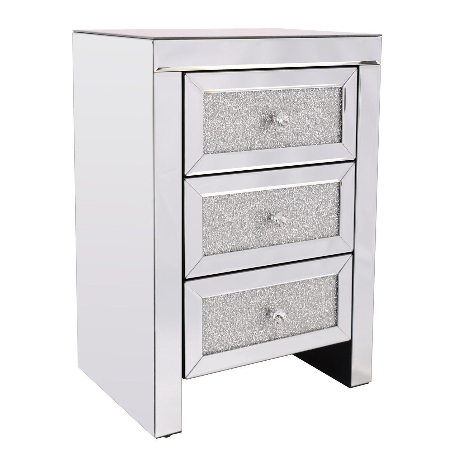 Mirrored Nightstand, Silver Bedside Tables, Mirrored End Table Side Table FredCo