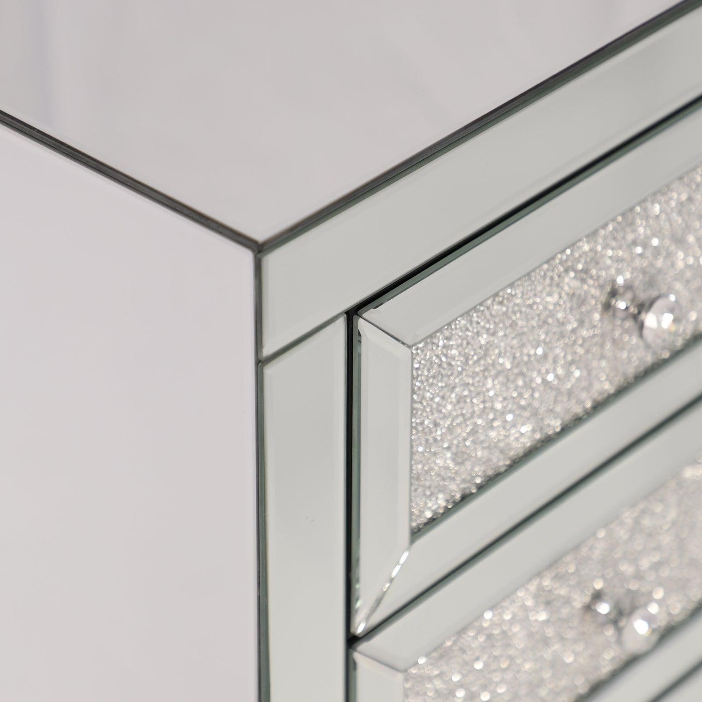 Mirrored Nightstand, Silver Bedside Tables, Mirrored End Table Side Table FredCo