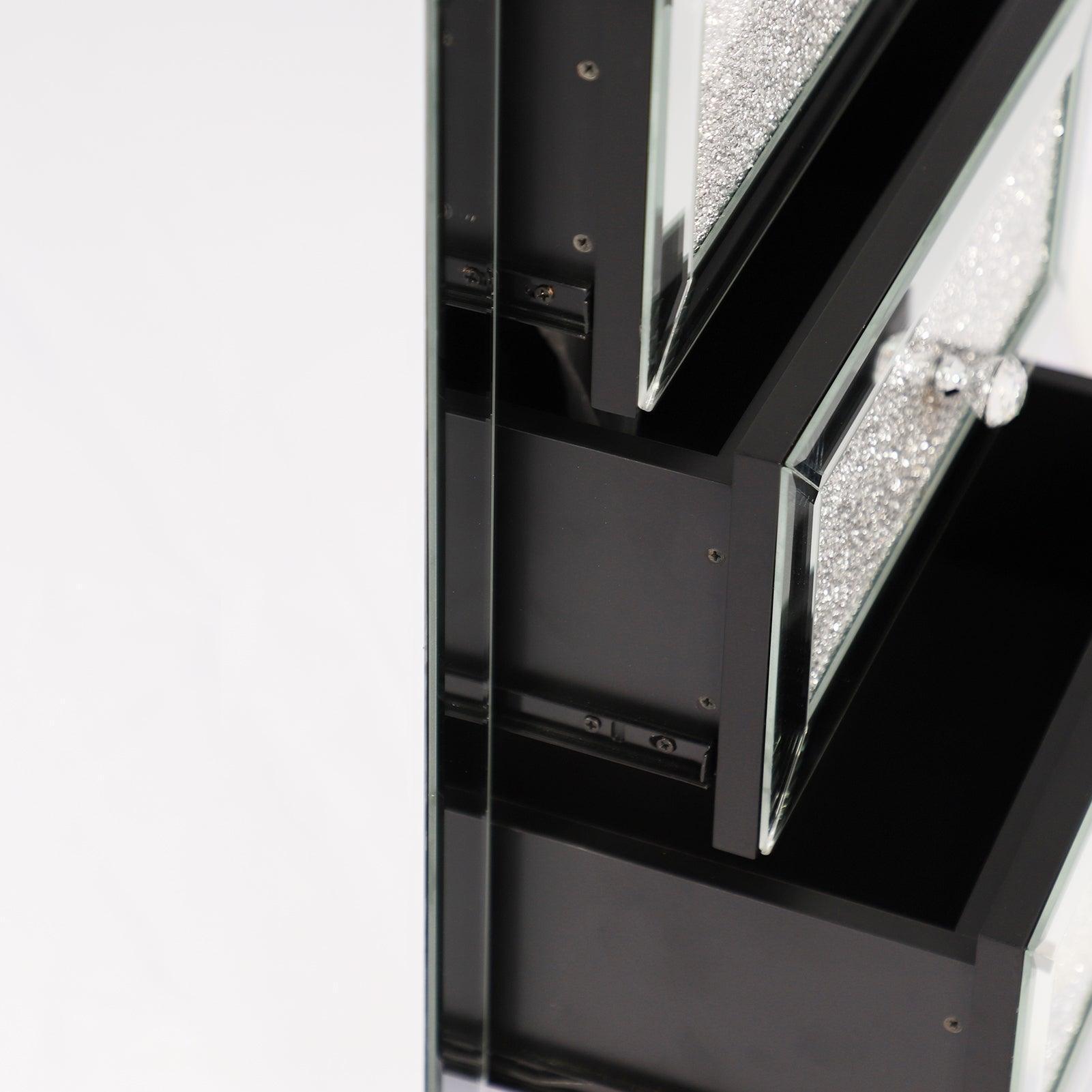 Mirrored Nightstand, Silver Bedside Tables, Mirrored End Table Side Table FredCo