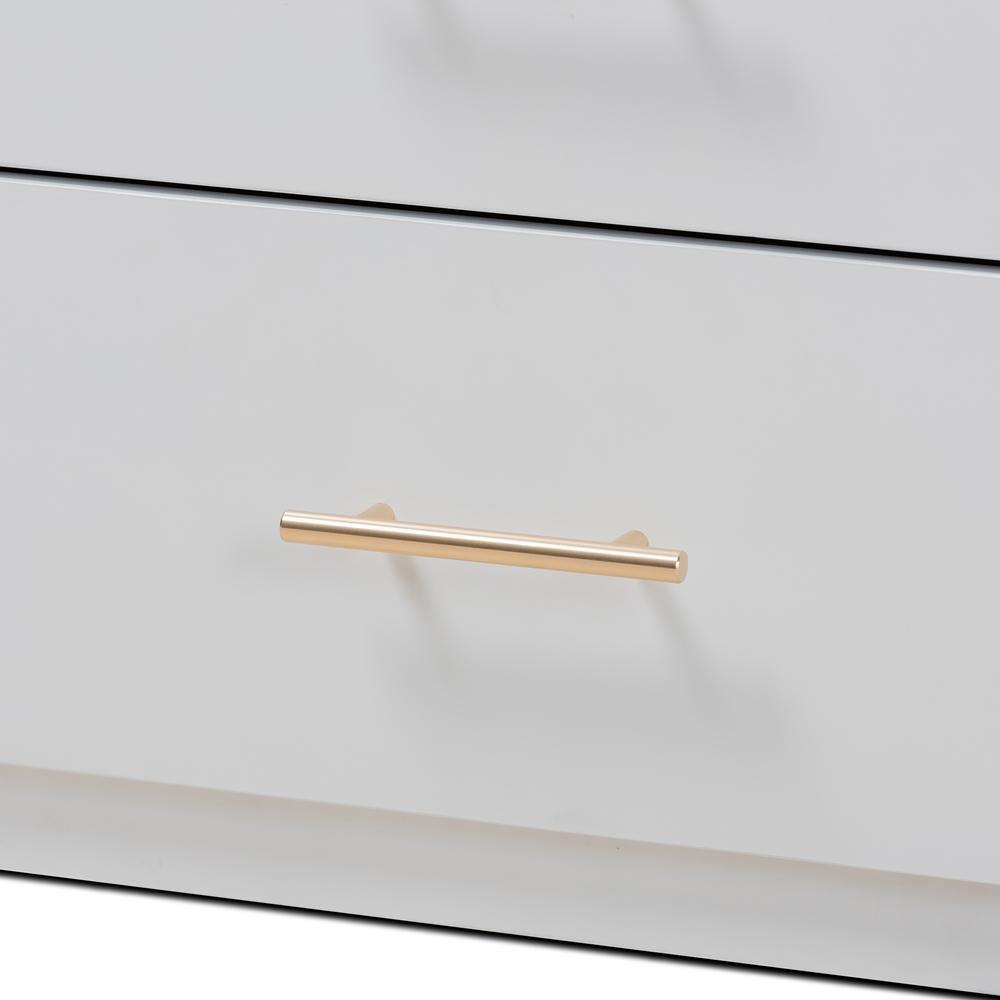 Mirza Modern and Contemporary White Finished Wood 5-Drawer Twin Size Storage Bed with Pull-Out Desk FredCo