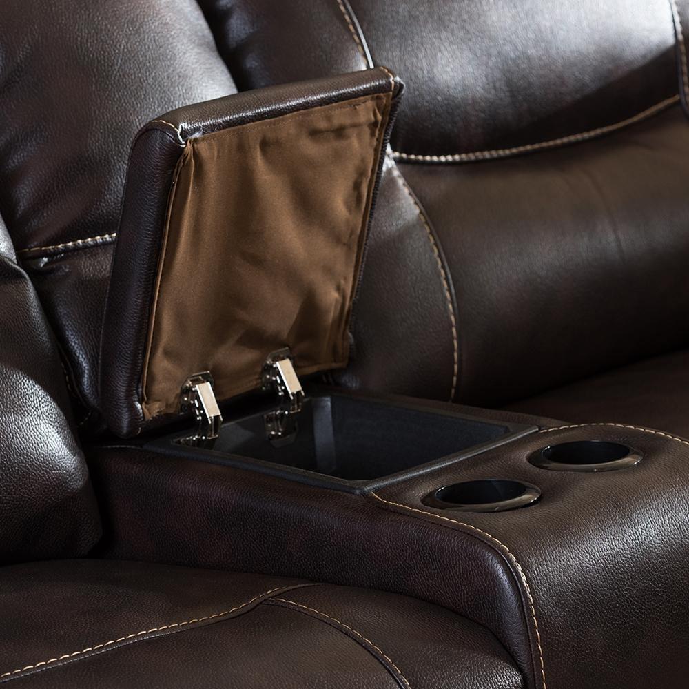 Mistral Modern and Contemporary Dark Brown Bonded Leather 6-Piece Sectional with Recliners Corner Lounge Suite FredCo