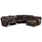 Mistral Modern and Contemporary Dark Brown Bonded Leather 6-Piece Sectional with Recliners Corner Lounge Suite FredCo
