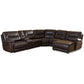 Mistral Modern and Contemporary Dark Brown Bonded Leather 6-Piece Sectional with Recliners Corner Lounge Suite FredCo
