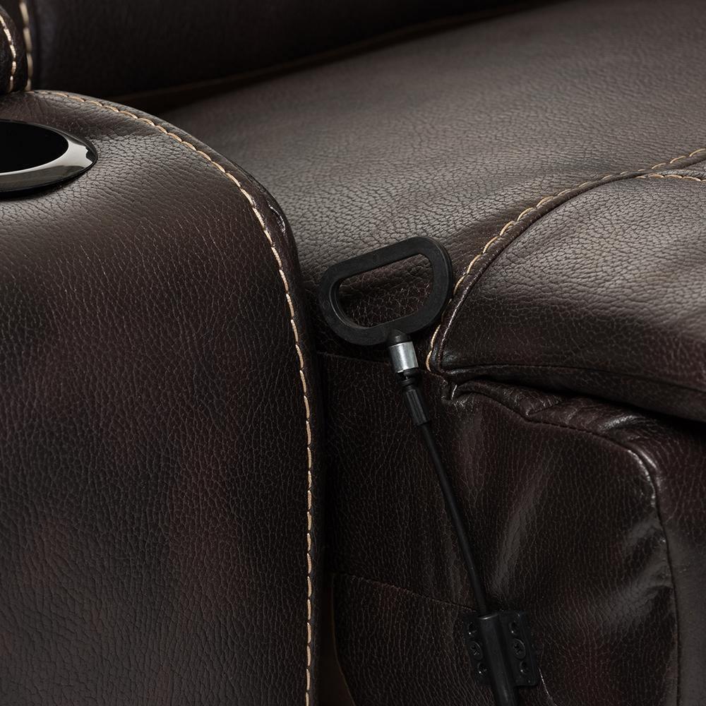 Mistral Modern and Contemporary Dark Brown Bonded Leather 6-Piece Sectional with Recliners Corner Lounge Suite FredCo