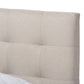 Mitchell Rustic Industrial Walnut Wood Beige Fabric Dark Bronze Metal Queen Size Platform Bed FredCo