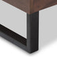 Mitchell Rustic Industrial Walnut Wood Black Faux Leather Dark Bronze Metal Queen Size Platform Bed FredCo