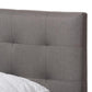 Mitchell Rustic Industrial Walnut Wood Grey Fabric Dark Bronze Metal Full Size Platform Bed FredCo