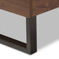 Mitchell Rustic Industrial Walnut Wood Grey Fabric Dark Bronze Metal Full Size Platform Bed FredCo