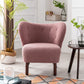 Modern Accent Chair Lambskin Sherpa Wingback Tufted Side Chair Blush FredCo