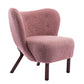 Modern Accent Chair Lambskin Sherpa Wingback Tufted Side Chair Blush FredCo