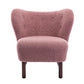 Modern Accent Chair Lambskin Sherpa Wingback Tufted Side Chair Blush FredCo