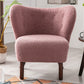 Modern Accent Chair Lambskin Sherpa Wingback Tufted Side Chair Blush FredCo