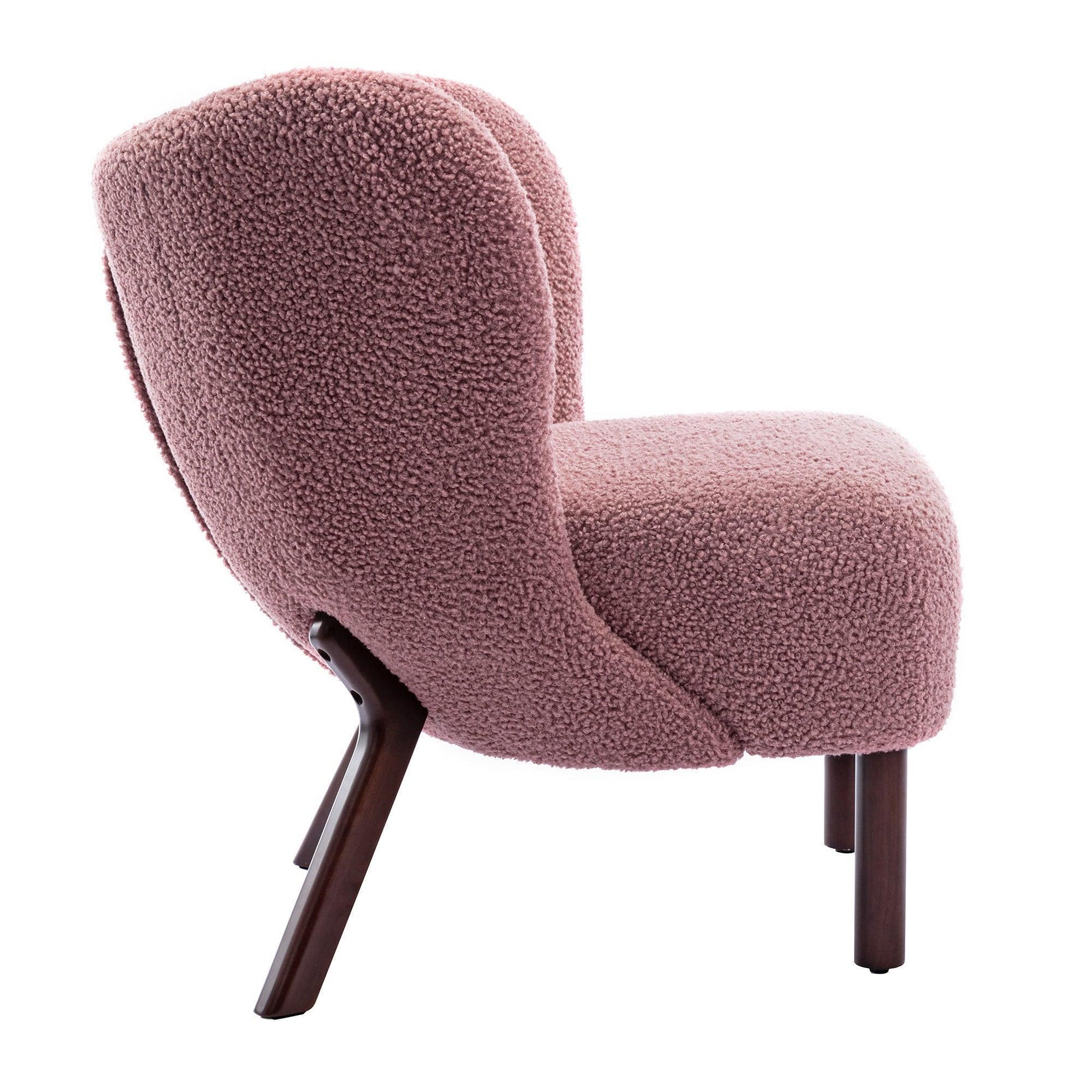 Modern Accent Chair Lambskin Sherpa Wingback Tufted Side Chair Blush FredCo
