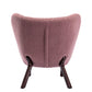 Modern Accent Chair Lambskin Sherpa Wingback Tufted Side Chair Blush FredCo