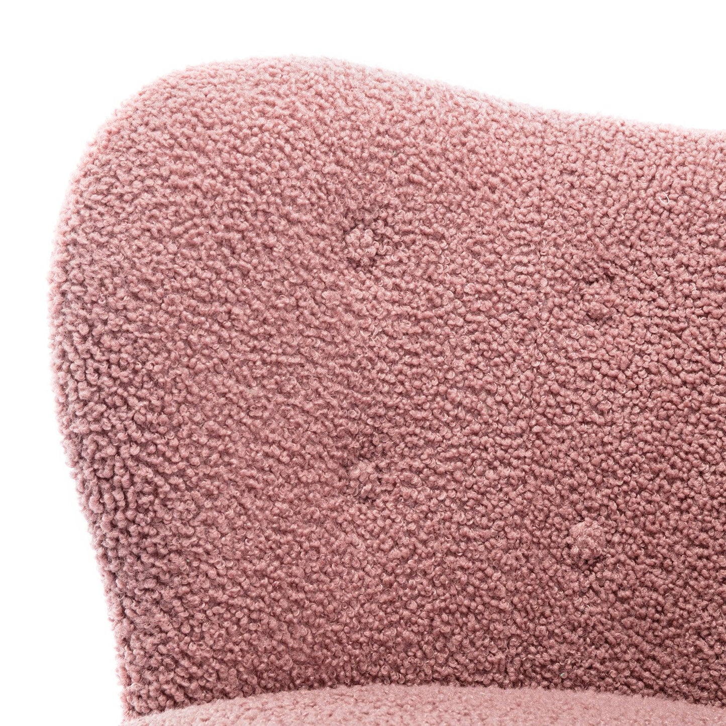 Modern Accent Chair Lambskin Sherpa Wingback Tufted Side Chair Blush FredCo